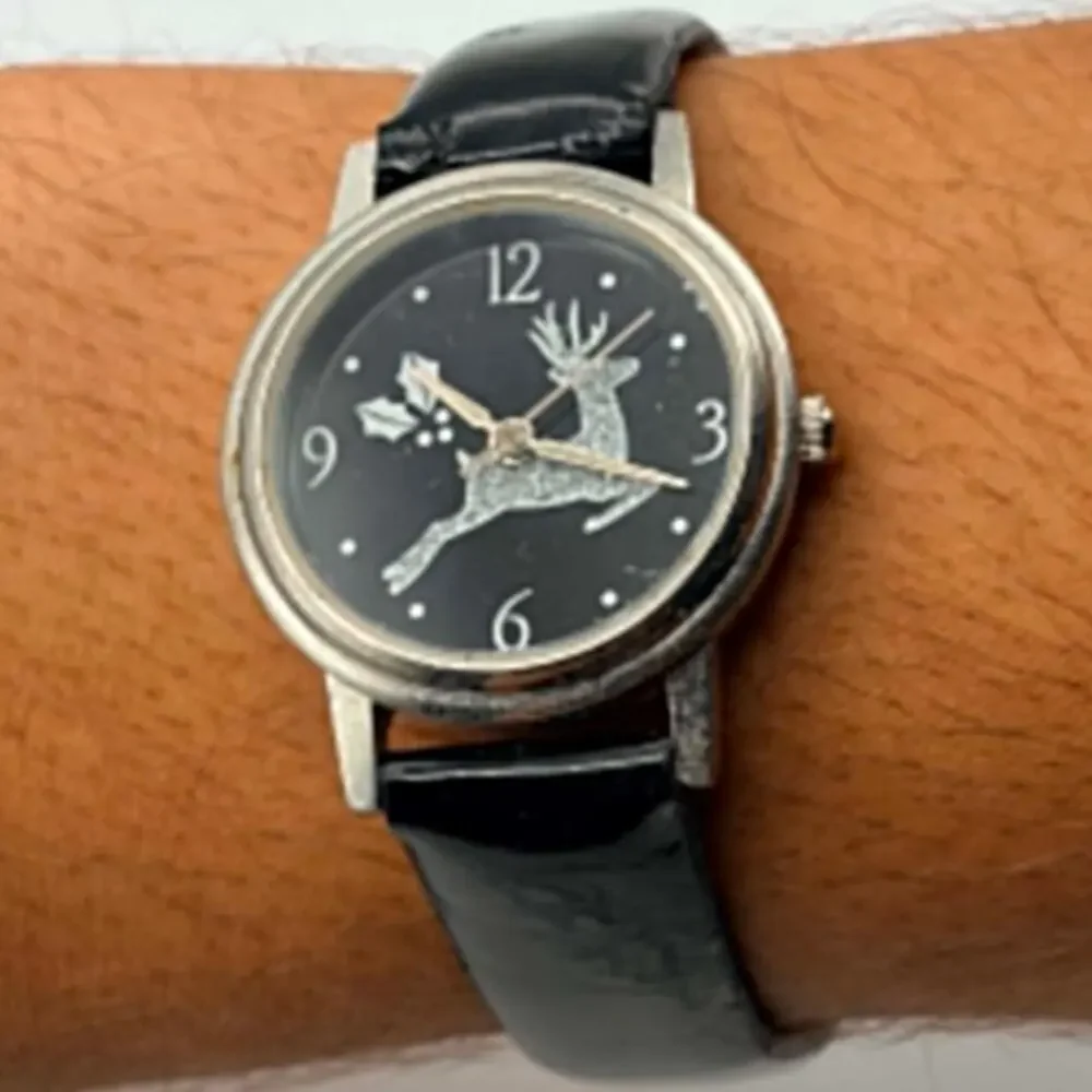Silver & Black Reindeer Watch